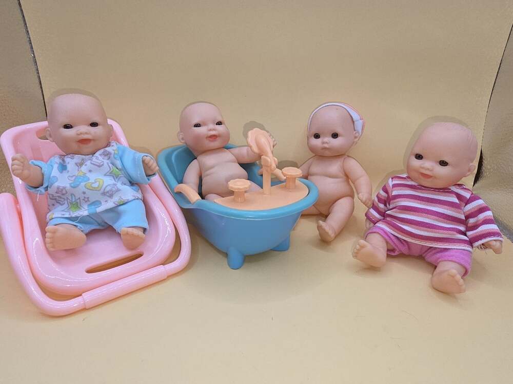 4 Lots To Love Mini Babies 5" Bath Tub Carrier JC Toys